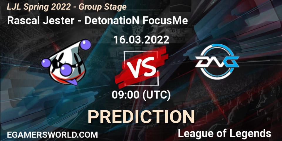 Prognose für das Spiel Rascal Jester VS DetonatioN FocusMe. 16.03.22. LoL - LJL Spring 2022 - Group Stage