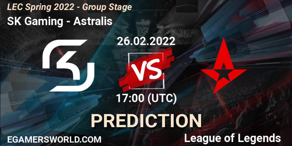 Prognose für das Spiel SK Gaming VS Astralis. 26.02.2022 at 17:00. LoL - LEC Spring 2022 - Group Stage