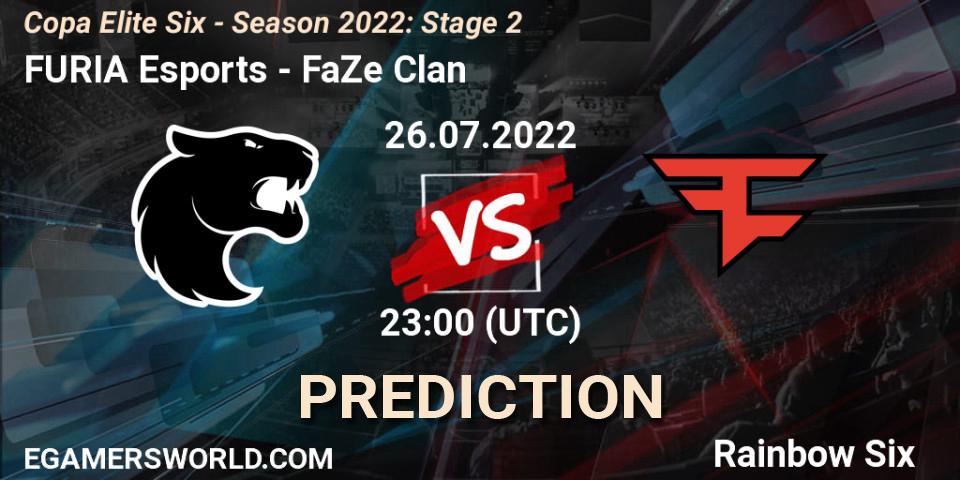 Prognose für das Spiel FURIA Esports VS FaZe Clan. 26.07.2022 at 23:00. Rainbow Six - Copa Elite Six - Season 2022: Stage 2
