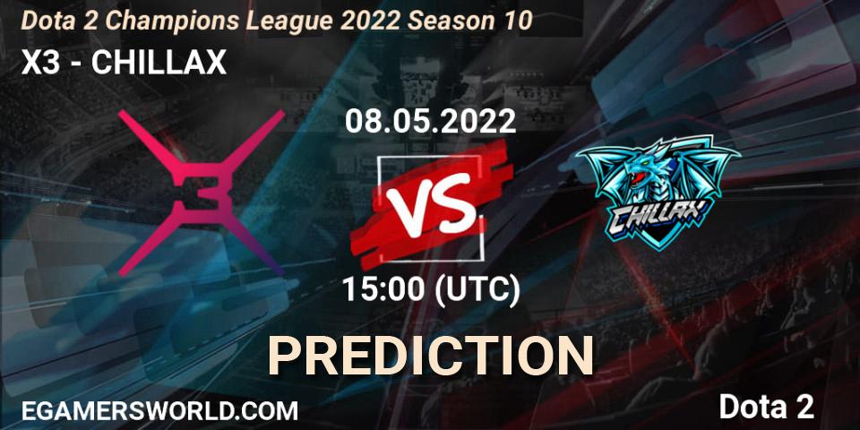 Prognose für das Spiel X3 VS CHILLAX. 08.05.22. Dota 2 - Dota 2 Champions League 2022 Season 10 