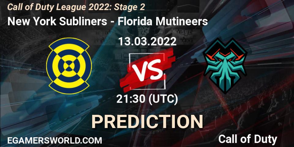Prognose für das Spiel New York Subliners VS Florida Mutineers. 13.03.22. Call of Duty - Call of Duty League 2022: Stage 2