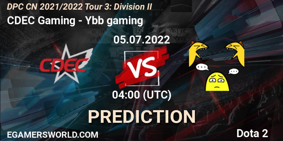 Prognose für das Spiel CDEC Gaming VS Ybb gaming. 05.07.22. Dota 2 - DPC CN 2021/2022 Tour 3: Division II