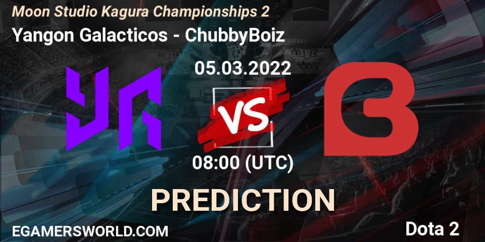 Prognose für das Spiel Yangon Galacticos VS ChubbyBoiz. 05.03.2022 at 08:00. Dota 2 - Moon Studio Kagura Championships 2