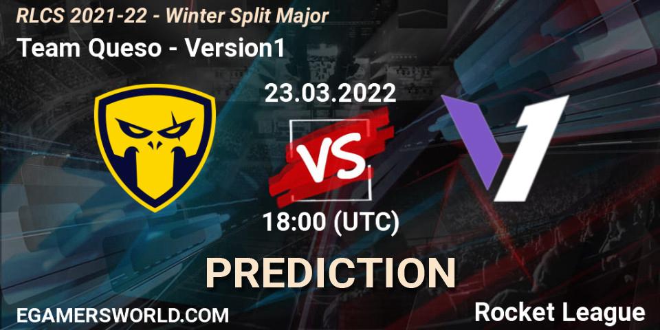 Prognose für das Spiel Team Queso VS Version1. 23.03.2022 at 18:00. Rocket League - RLCS 2021-22 - Winter Split Major