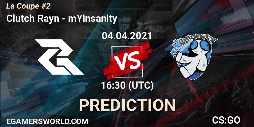 Prognose für das Spiel Clutch Rayn VS mYinsanity. 04.04.2021 at 16:30. Counter-Strike (CS2) - La Coupe #2