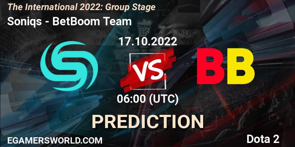Prognose für das Spiel Soniqs VS BetBoom Team. 17.10.22. Dota 2 - The International 2022: Group Stage