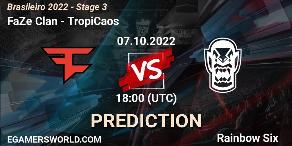 Prognose für das Spiel FaZe Clan VS TropiCaos. 07.10.2022 at 18:00. Rainbow Six - Brasileirão 2022 - Stage 3