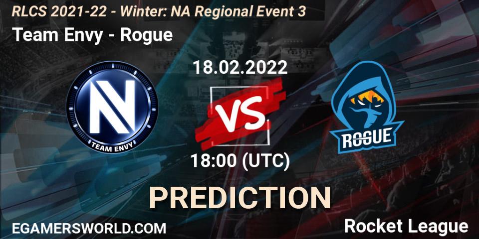 Prognose für das Spiel Team Envy VS Rogue. 18.02.22. Rocket League - RLCS 2021-22 - Winter: NA Regional Event 3