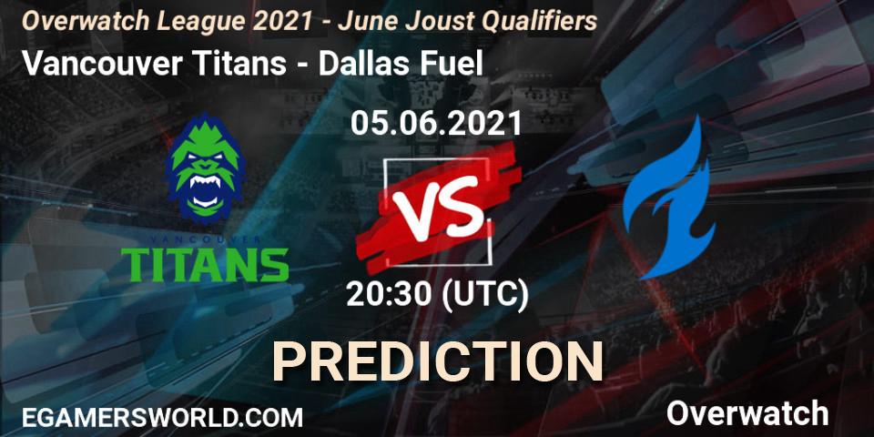 Prognose für das Spiel Vancouver Titans VS Dallas Fuel. 05.06.21. Overwatch - Overwatch League 2021 - June Joust Qualifiers