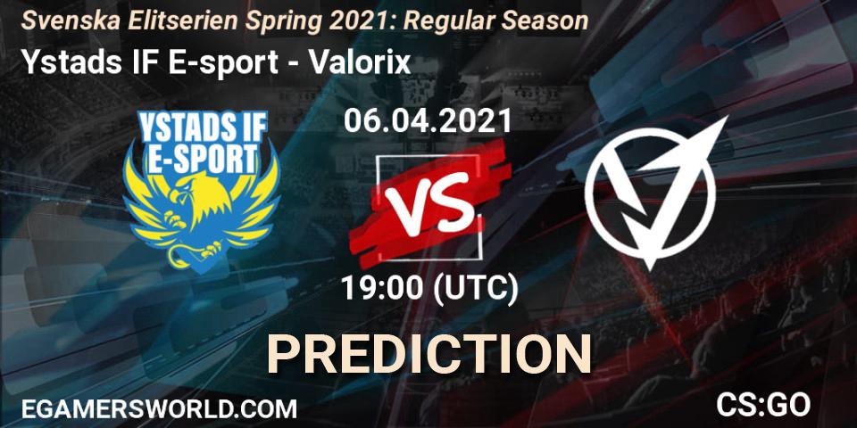 Prognose für das Spiel Ystads IF E-sport VS Valorix. 06.04.2021 at 19:00. Counter-Strike (CS2) - Svenska Elitserien Spring 2021: Regular Season