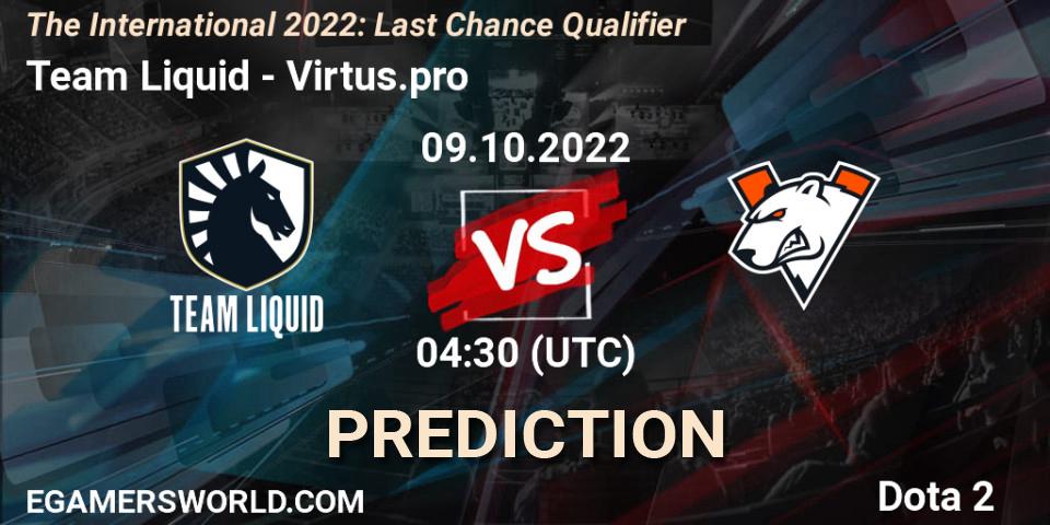 Prognose für das Spiel Team Liquid VS Virtus.pro. 09.10.22. Dota 2 - The International 2022: Last Chance Qualifier
