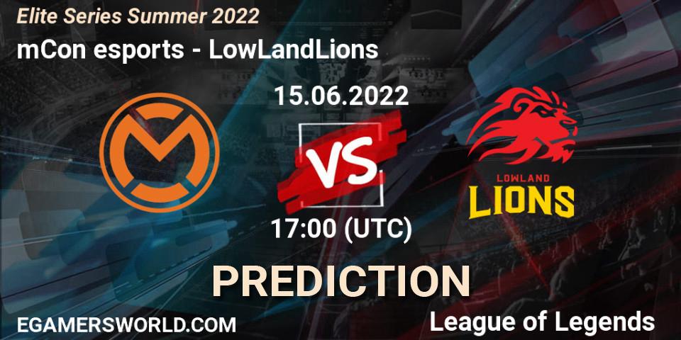 Prognose für das Spiel mCon esports VS LowLandLions. 15.06.2022 at 17:00. LoL - Elite Series Summer 2022