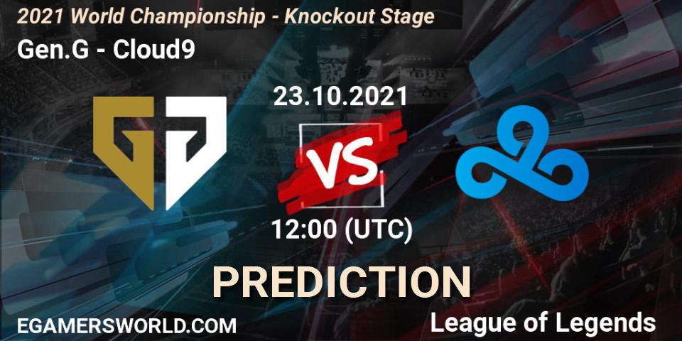 Prognose für das Spiel Gen.G VS Cloud9. 25.10.21. LoL - 2021 World Championship - Knockout Stage