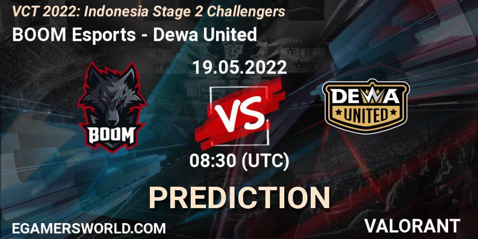 Prognose für das Spiel BOOM Esports VS Dewa United. 19.05.22. VALORANT - VCT 2022: Indonesia Stage 2 Challengers