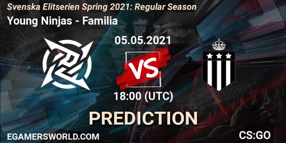 Prognose für das Spiel Young Ninjas VS Familia. 05.05.2021 at 18:10. Counter-Strike (CS2) - Svenska Elitserien Spring 2021: Regular Season