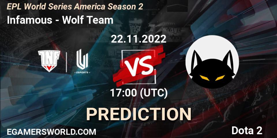 Prognose für das Spiel Infamous VS Brazil. 22.11.22. Dota 2 - EPL World Series America Season 2