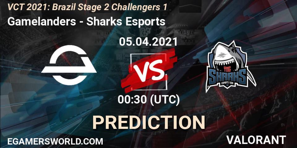Prognose für das Spiel Gamelanders VS Sharks Esports. 05.04.2021 at 00:00. VALORANT - VCT 2021: Brazil Stage 2 Challengers 1