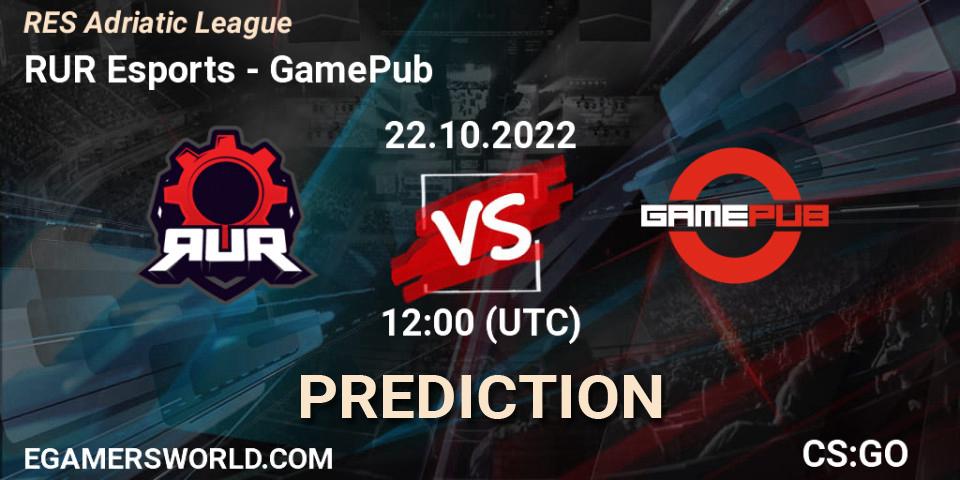 Prognose für das Spiel RUR Esports VS GamePub. 22.10.22. CS2 (CS:GO) - RES Adriatic League