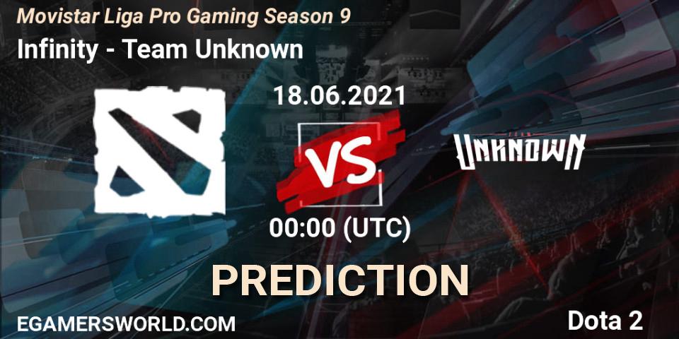 Prognose für das Spiel Infinity Esports VS Team Unknown. 18.06.21. Dota 2 - Movistar Liga Pro Gaming Season 9
