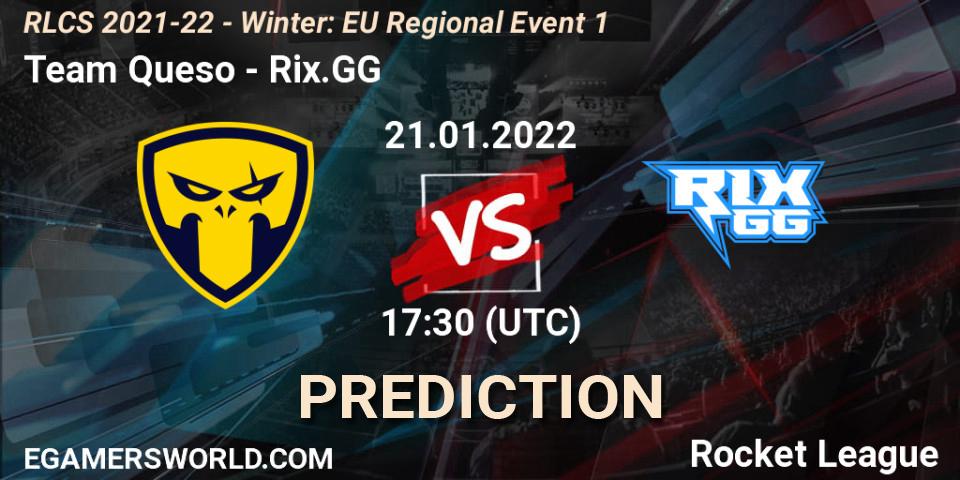 Prognose für das Spiel Team Queso VS Rix.GG. 21.01.2022 at 17:30. Rocket League - RLCS 2021-22 - Winter: EU Regional Event 1