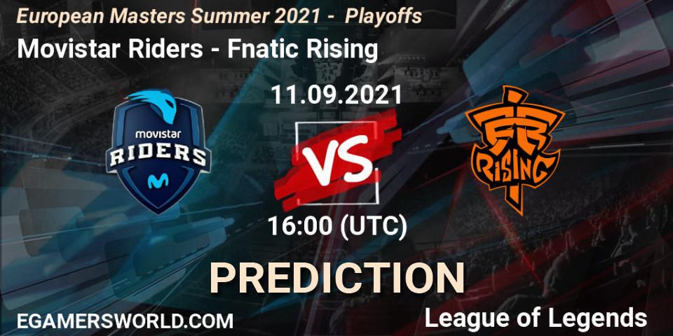 Prognose für das Spiel Movistar Riders VS Fnatic Rising. 09.09.21. LoL - European Masters Summer 2021 - Playoffs