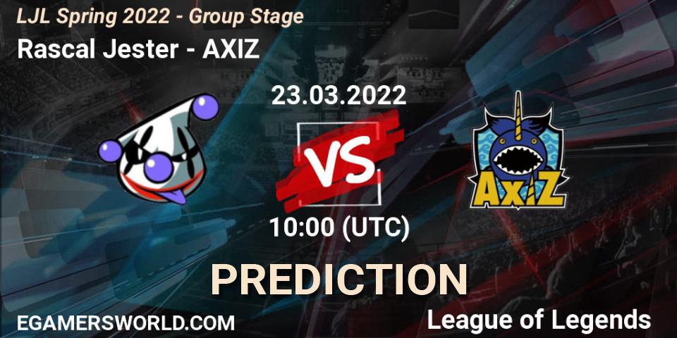 Prognose für das Spiel Rascal Jester VS AXIZ. 23.03.22. LoL - LJL Spring 2022 - Group Stage
