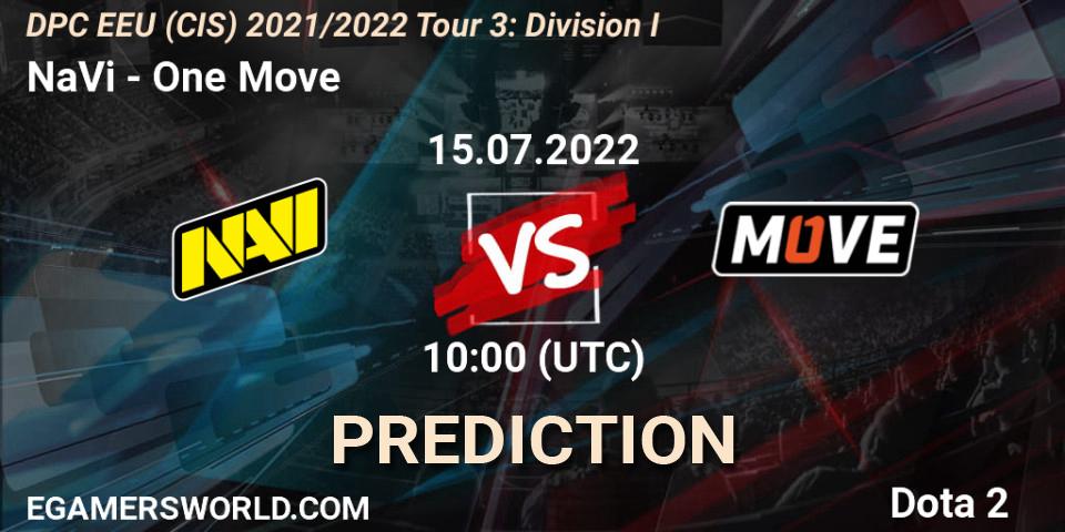 Prognose für das Spiel NaVi VS One Move. 15.07.22. Dota 2 - DPC EEU (CIS) 2021/2022 Tour 3: Division I