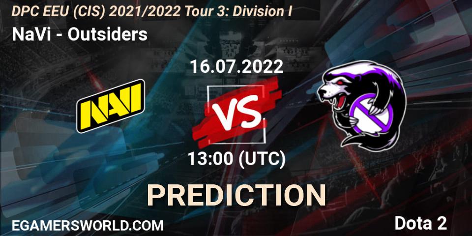 Prognose für das Spiel NaVi VS Outsiders. 16.07.22. Dota 2 - DPC EEU (CIS) 2021/2022 Tour 3: Division I