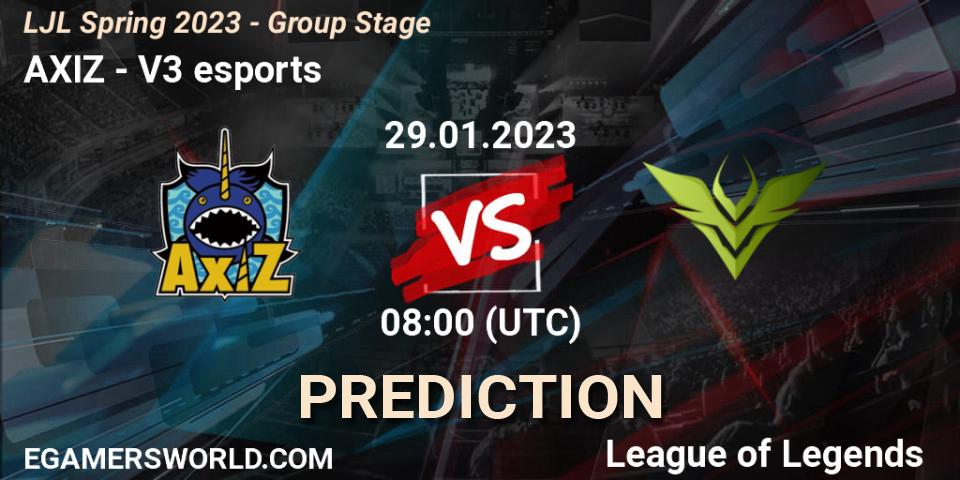 Prognose für das Spiel AXIZ VS V3 esports. 29.01.23. LoL - LJL Spring 2023 - Group Stage