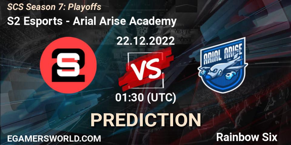 Prognose für das Spiel S2 Esports VS Arial Arise Academy. 22.12.2022 at 01:30. Rainbow Six - SCS Season 7: Playoffs