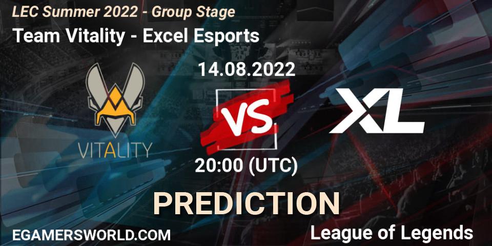Prognose für das Spiel Team Vitality VS Excel Esports. 14.08.22. LoL - LEC Summer 2022 - Group Stage