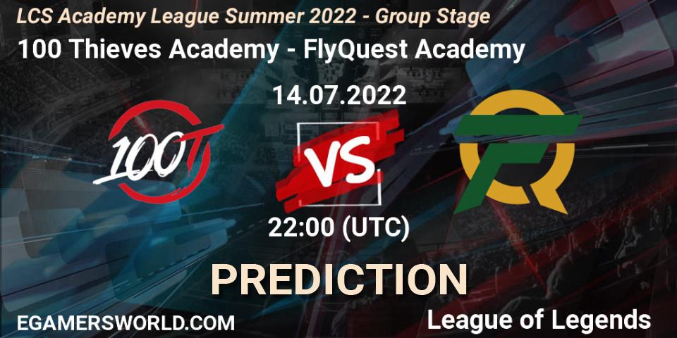 Prognose für das Spiel 100 Thieves Academy VS FlyQuest Academy. 14.07.2022 at 22:00. LoL - LCS Academy League Summer 2022 - Group Stage
