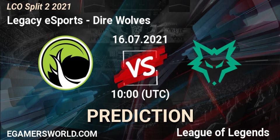 Prognose für das Spiel Legacy eSports VS Dire Wolves. 16.07.21. LoL - LCO Split 2 2021