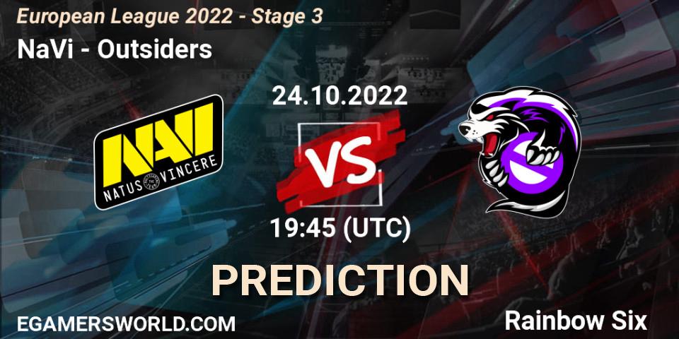 Prognose für das Spiel NaVi VS Outsiders. 24.10.22. Rainbow Six - European League 2022 - Stage 3