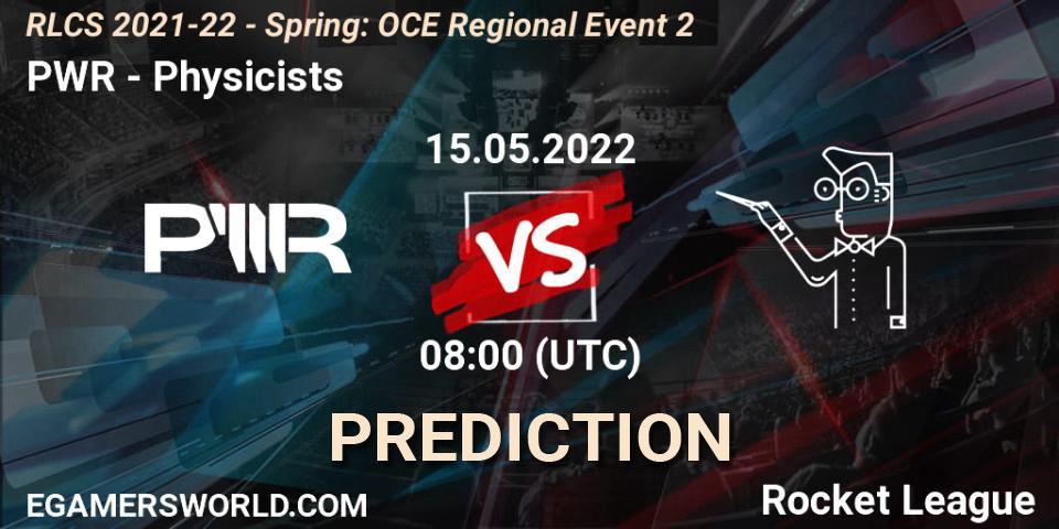Prognose für das Spiel PWR VS Physicists. 15.05.2022 at 08:00. Rocket League - RLCS 2021-22 - Spring: OCE Regional Event 2