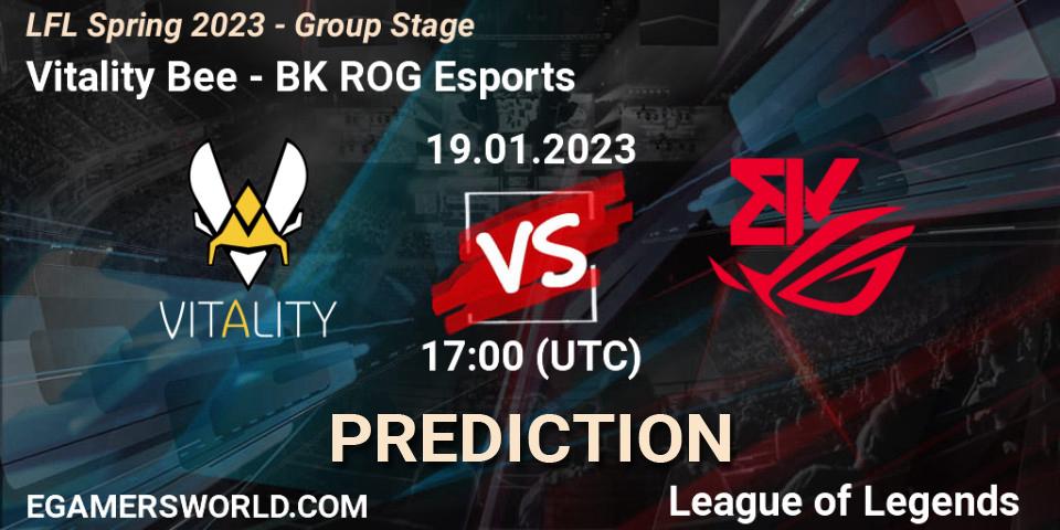 Prognose für das Spiel Vitality Bee VS BK ROG Esports. 19.01.2023 at 17:00. LoL - LFL Spring 2023 - Group Stage