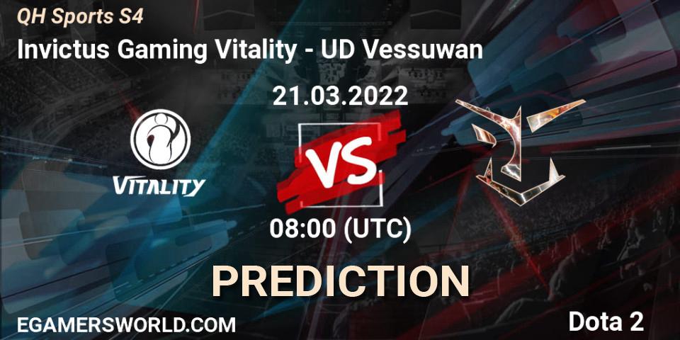 Prognose für das Spiel Invictus Gaming Vitality VS UD Vessuwan. 21.03.22. Dota 2 - QH Sports S4