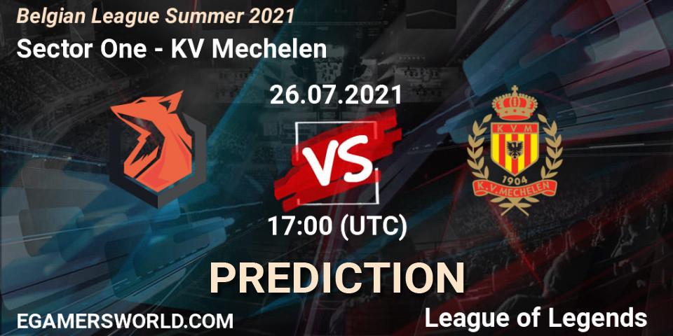 Prognose für das Spiel Sector One VS KV Mechelen. 26.07.2021 at 17:00. LoL - Belgian League Summer 2021