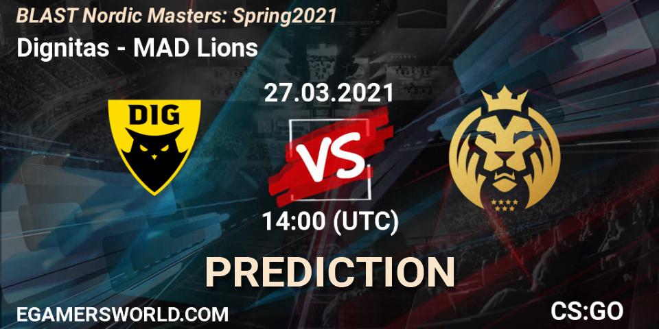Prognose für das Spiel Dignitas VS MAD Lions. 27.03.2021 at 14:00. Counter-Strike (CS2) - BLAST Nordic Masters: Spring 2021