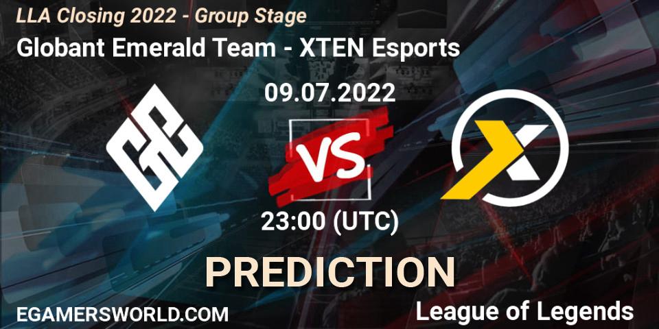 Prognose für das Spiel Globant Emerald Team VS XTEN Esports. 09.07.22. LoL - LLA Closing 2022 - Group Stage