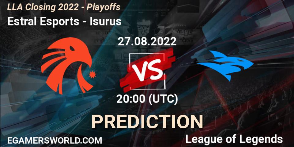 Prognose für das Spiel Estral Esports VS Isurus. 27.08.22. LoL - LLA Closing 2022 - Playoffs