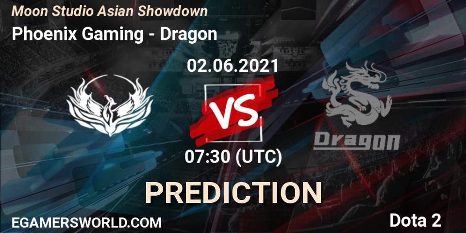 Prognose für das Spiel Phoenix Gaming VS Dragon. 02.06.2021 at 07:56. Dota 2 - Moon Studio Asian Showdown