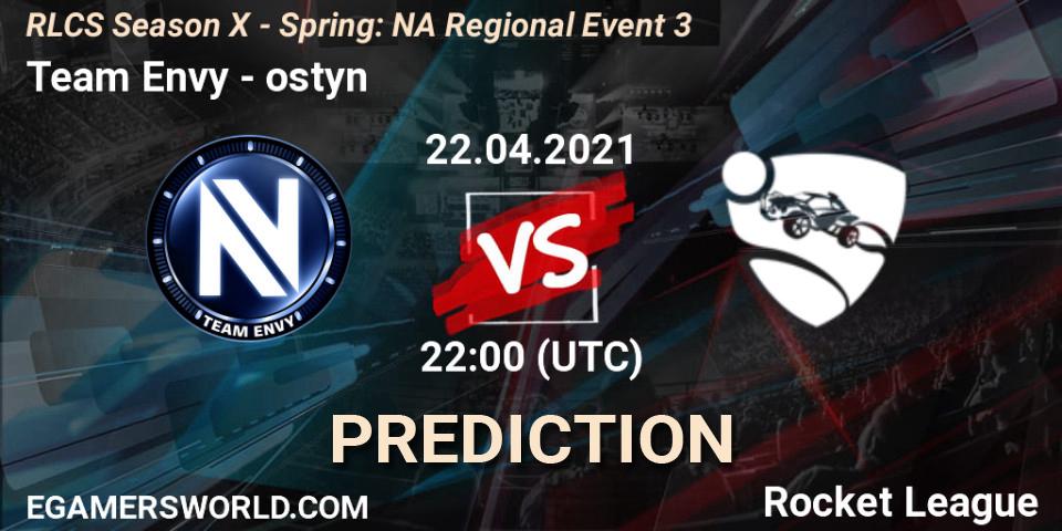 Prognose für das Spiel Team Envy VS ostyn. 22.04.2021 at 22:00. Rocket League - RLCS Season X - Spring: NA Regional Event 3