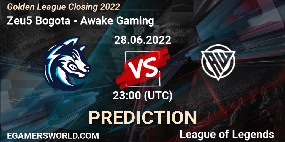 Prognose für das Spiel Zeu5 Bogota VS Awake Gaming. 29.06.2022 at 00:00. LoL - Golden League Closing 2022