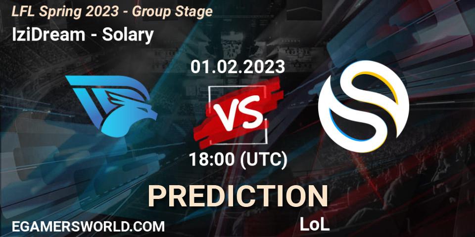Prognose für das Spiel IziDream VS Solary. 01.02.23. LoL - LFL Spring 2023 - Group Stage