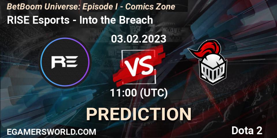 Prognose für das Spiel RISE Esports VS Into the Breach. 03.02.23. Dota 2 - BetBoom Universe: Episode I - Comics Zone