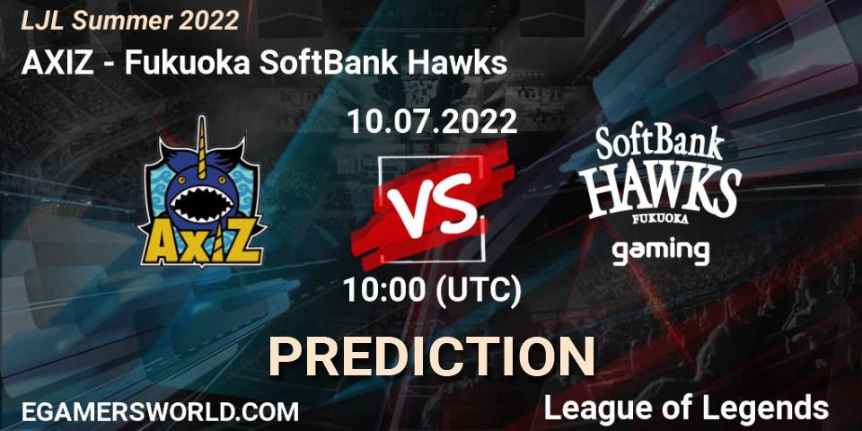 Prognose für das Spiel AXIZ VS Fukuoka SoftBank Hawks. 10.07.22. LoL - LJL Summer 2022