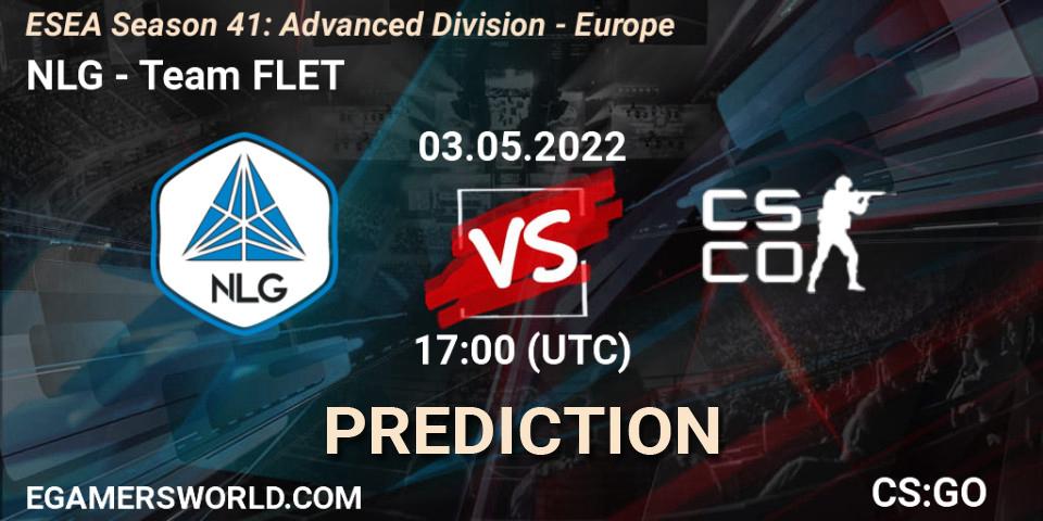 Prognose für das Spiel NLG VS Team FLET. 03.05.2022 at 17:00. Counter-Strike (CS2) - ESEA Season 41: Advanced Division - Europe