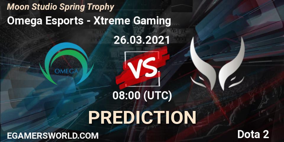 Prognose für das Spiel Omega Esports VS Xtreme Gaming. 26.03.2021 at 08:04. Dota 2 - Moon Studio Spring Trophy