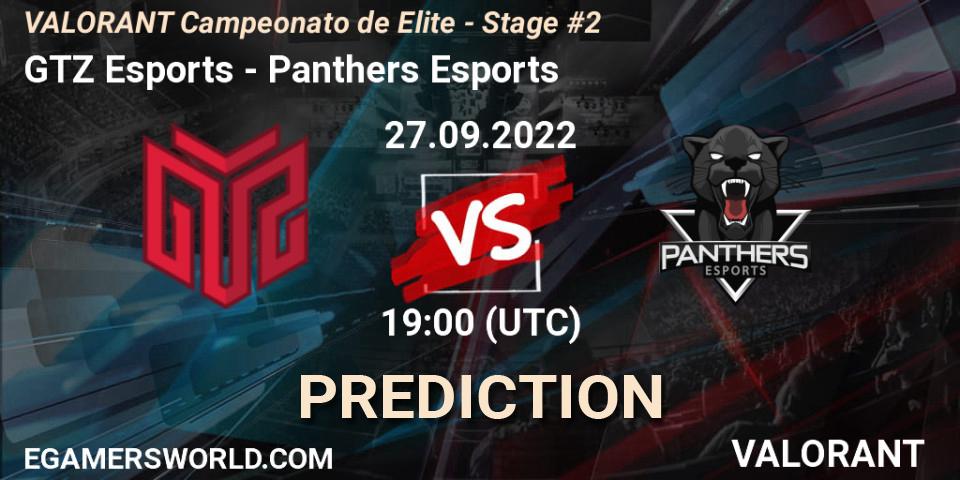 Prognose für das Spiel GTZ Esports VS Panthers Esports. 27.09.2022 at 19:00. VALORANT - VALORANT Campeonato de Elite - Stage #2